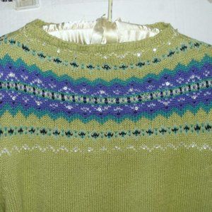 Susan Brtistol Soft Comfortable Pretty Designer Knit Sporty Green Sweater Size:
